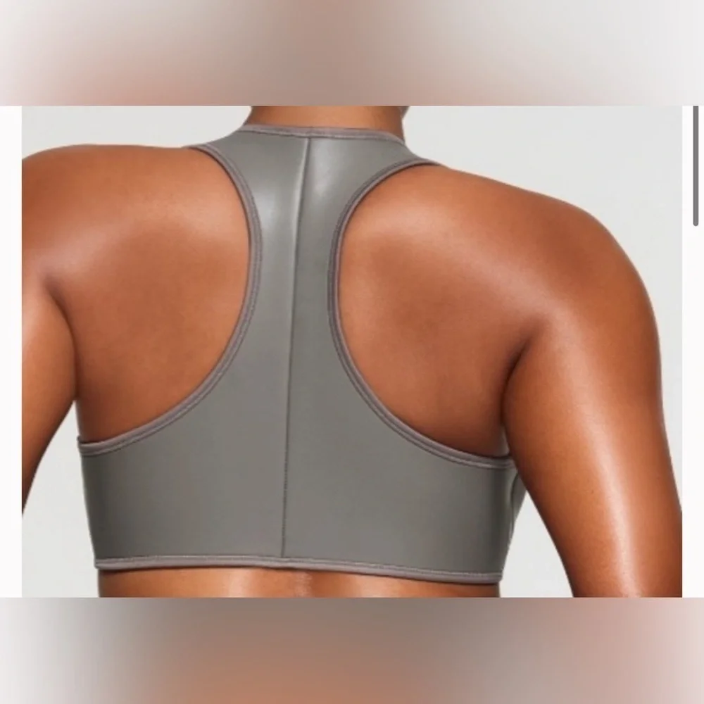 SKIMS NWT Rubberized Scuba Swim High Neck Bikini Top | S | Grey Chalk ✨🔥🔥🔥